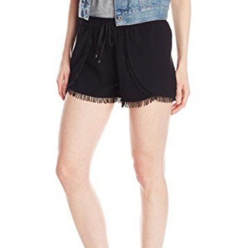 Sam Edelman Black Beaded Fringe Boho Short Size XS